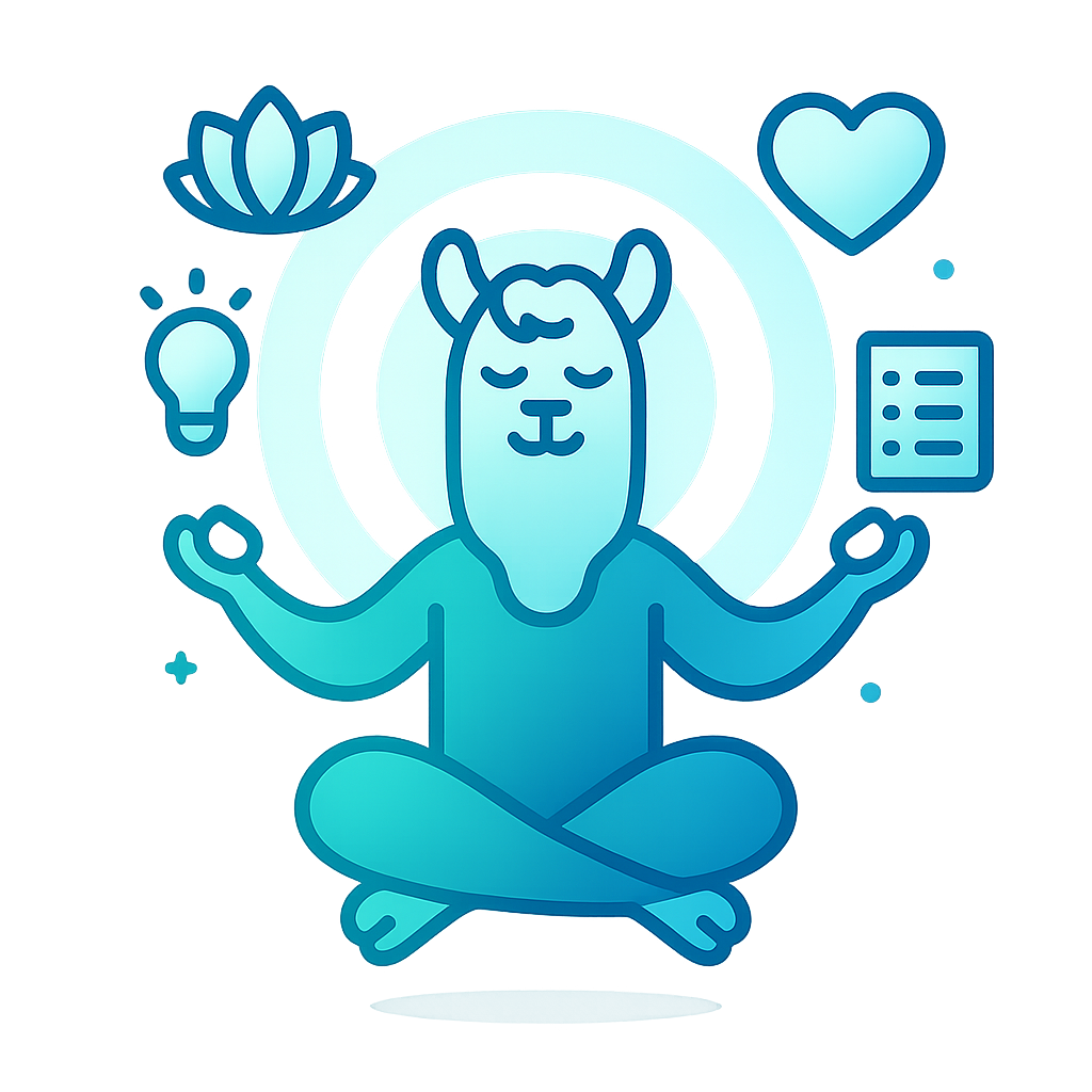 Alpaca sitting in a meditating position